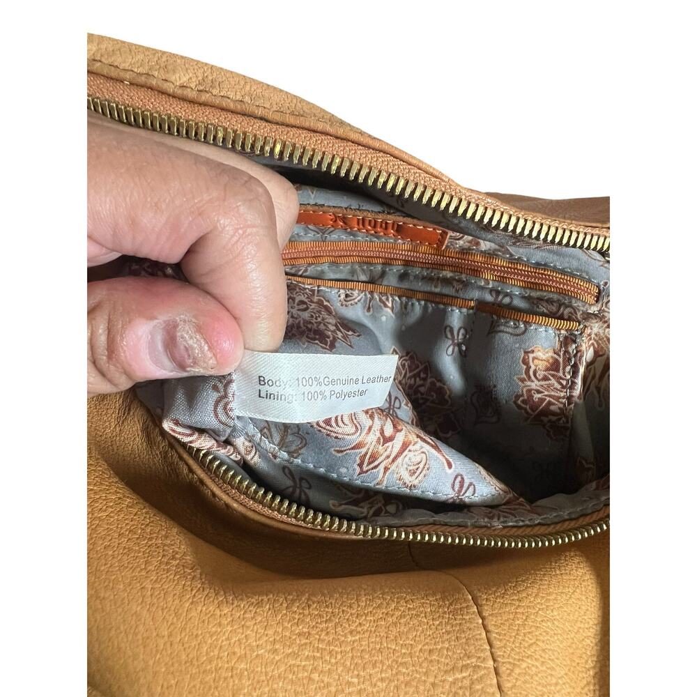 HOBO River Women's Tan Indie Pebbled Leather Luxe Teardrop Backpack Purse - Picture 11 of 12